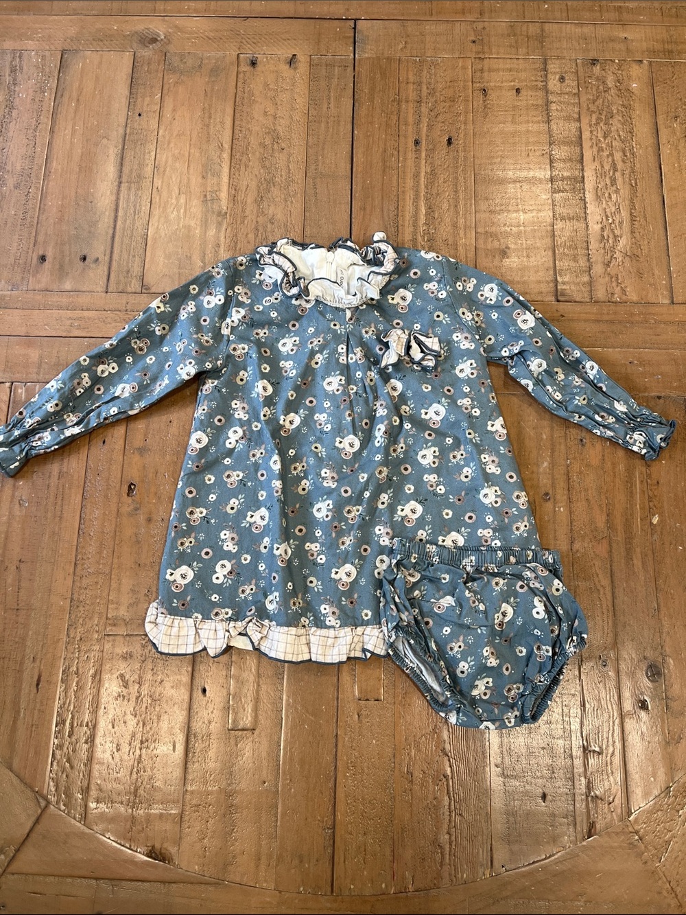 Calamaro dusty blue ruffled collar dress girls 24 months